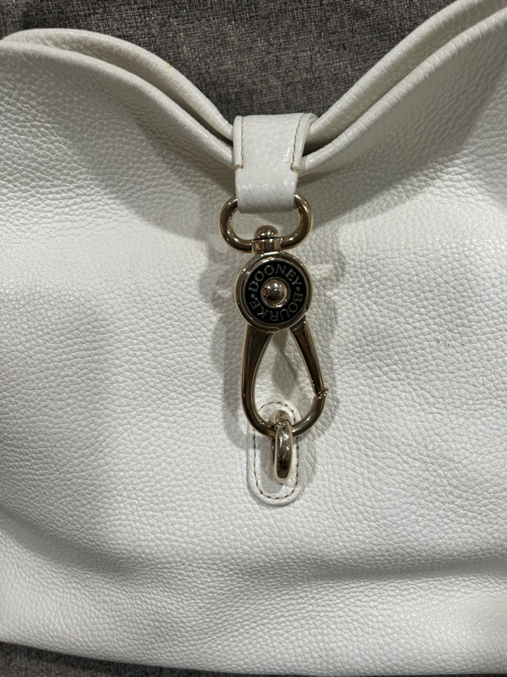 Dooney & Bourke White Pebbled Leather Shoulder Hobo with Gold-Tone Accent, - Picture 3 of 12